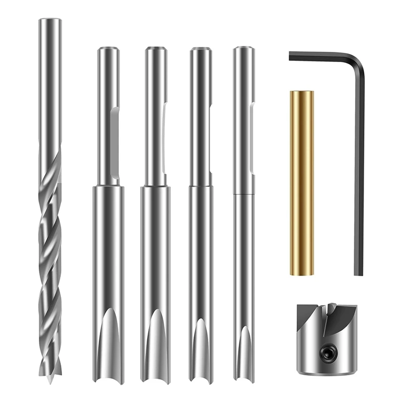 8Pcs Barrel Trimmer Kit High Speed Steel Pen Mill Trimmer With 3/4Inch Cutting Head Woodworking Tool