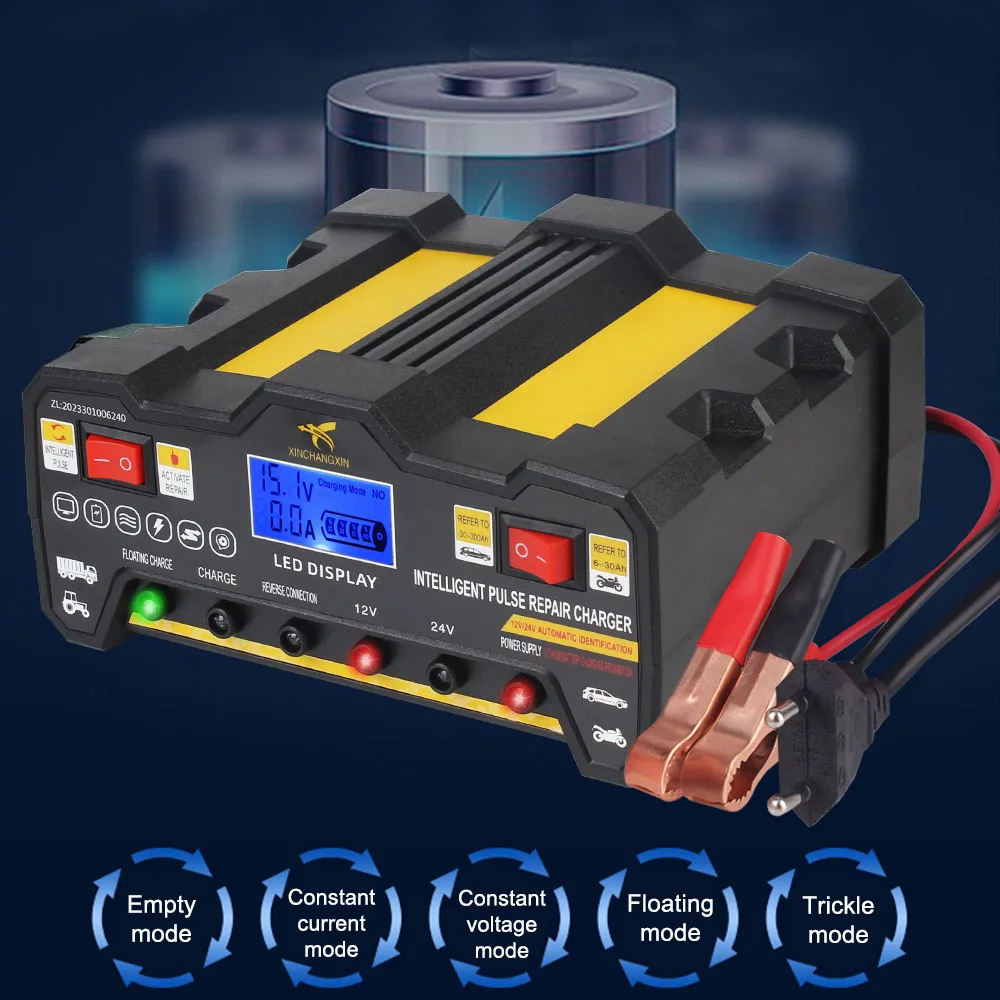 Caricabatteria per auto da 600 W Uscita 12V 12A / 24V 9A Ricarica rapida Caricabatteria per accumulo domestico per riparazione automatica intelligente degli impulsi - Image 3