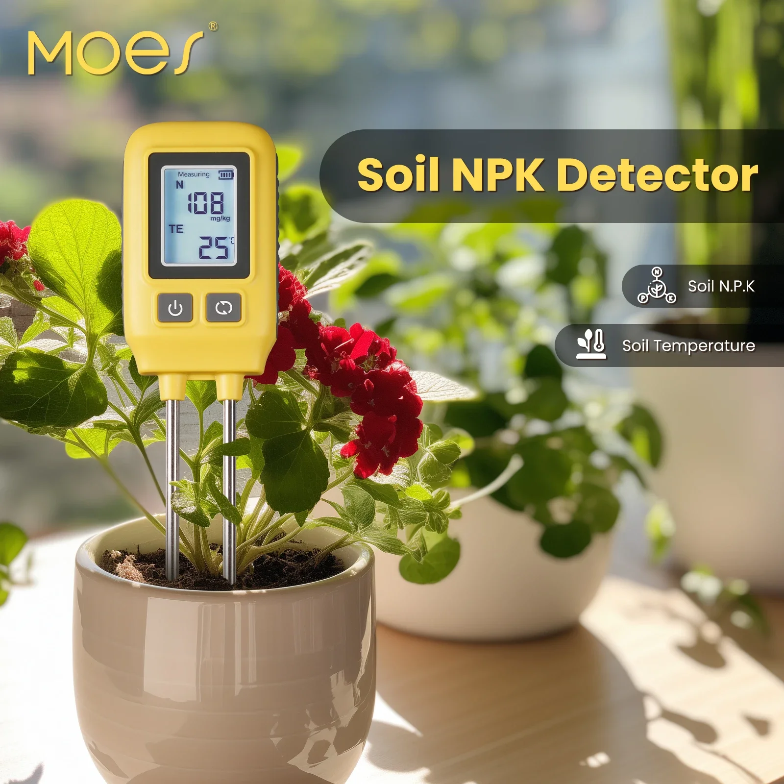 Description Picture 3 of itemMOES Soil NPK Temperature Sensor Nitrogen Phosphorus Potassium Detector Nutrient Fertility Meter Tester Garden Farm Greenhouse