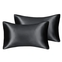 Set of 2 Silky Satin Pillowcases - Queen Size, Hair and Skin Care Pillow Covers for Home, Hotel, and Travel (Black 10 sets)