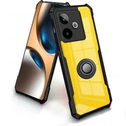Enhanced Acrylic Magnetic Ring Holder Phone Case - Durable TPU+ PC Hard Back Protective Shell for Realme GT 7 (Black)