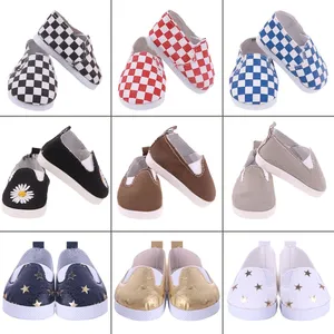 7Cm Handmade Slip-On Canvas Sneakers Sports Shoes For 18Inch American Doll 43cm Reborn Baby Doll Shoes Men Doll Accessories Sock