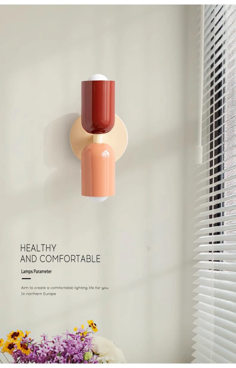 Description Picture 5 of itemModern simple capsule color combination wall lamp personality creative warm bedside wall lamp children's room bedside warm lamp