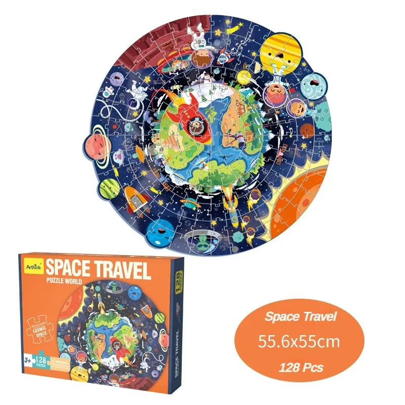 Cartoon Irregular Puzzles Paper 128 Pieces for Kid Educational Toy Various Mermaid Space Polar Bear Shark Elephant Gift for Kid 5
