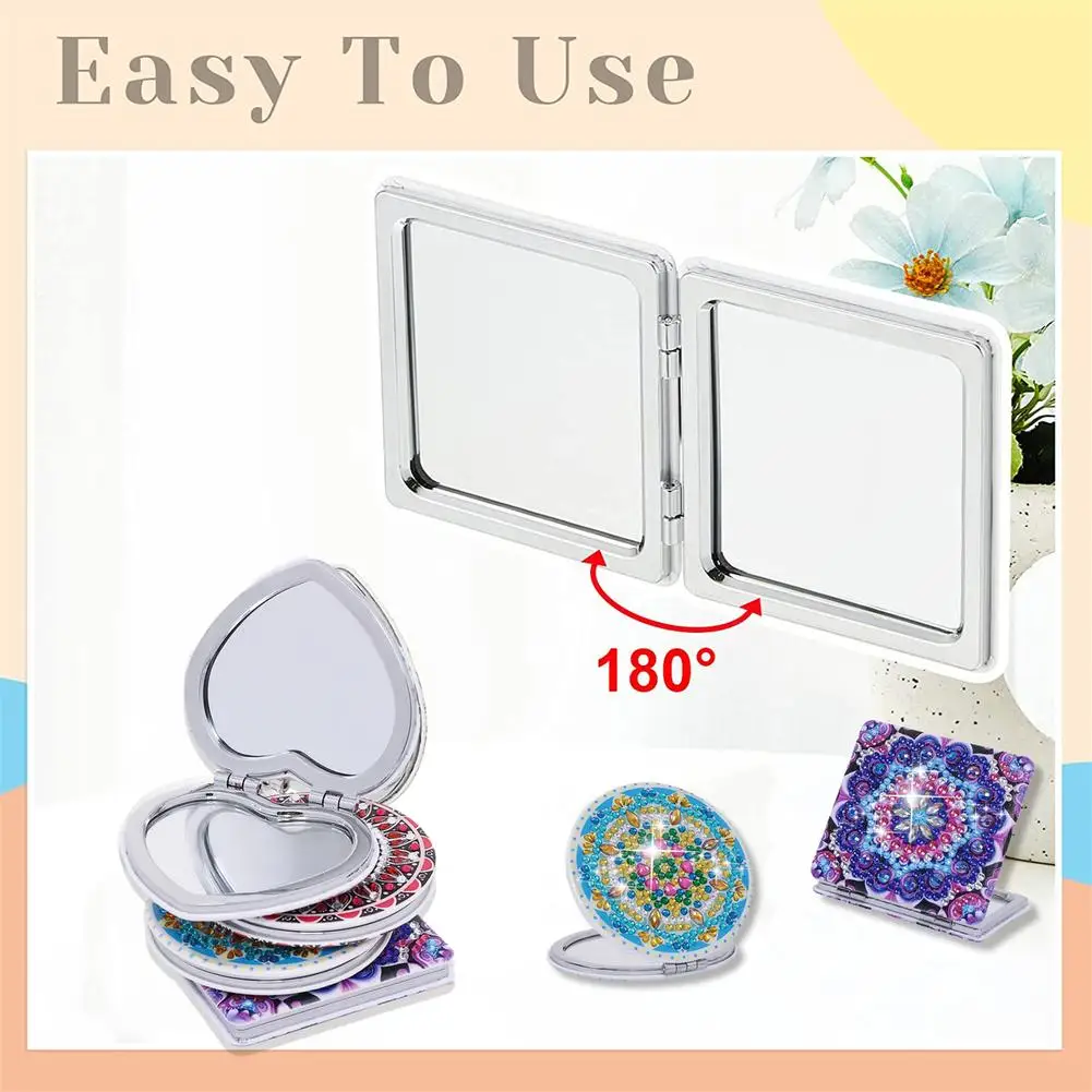 

YOUZI 4 PCS DIY Mirror With Diamond Painting Cover Portable Magnifying Folding Purse Mirror For Women Girls Kids (Mandala)