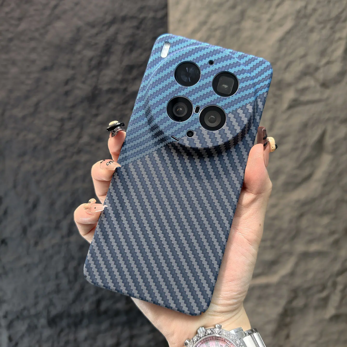 Trendy Matte Carbon Fiber Texture Shockproof Phone Case with Bumper Protection