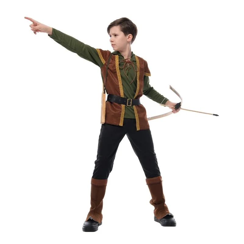 Family Vintage Green Archer Costume Halloween Forest Hunter Hoodie Suit Hoilday Party Cosplay Carnival Easter Purim Fancy Dress cosplay jumpsuit superhero cosplay costume kids cosplay costume