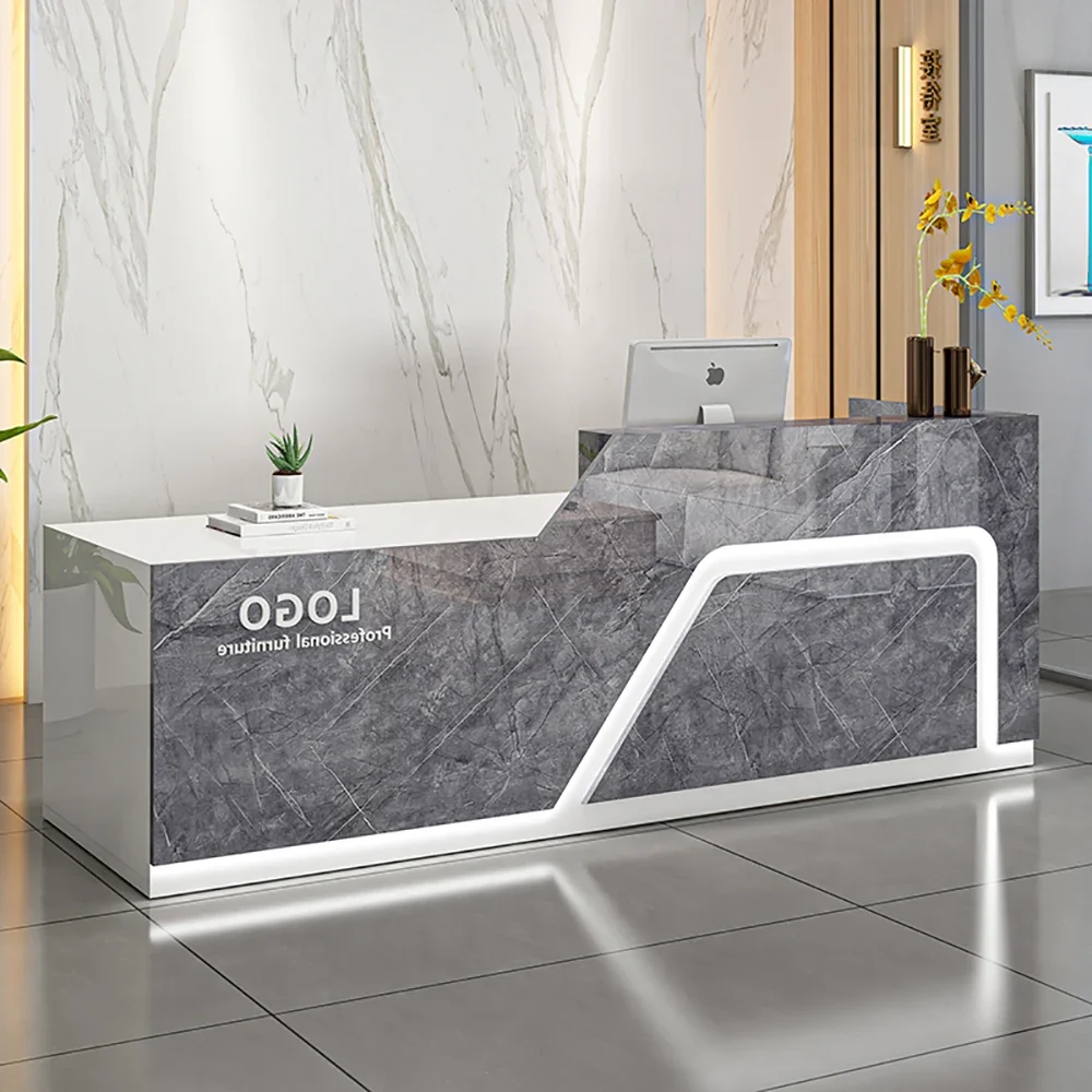 Trendy Simple Bar Counter Cabinet Wide Luxury Quality Elegant Reception Desk Modern Beauty Mostrador Commercial Furniture