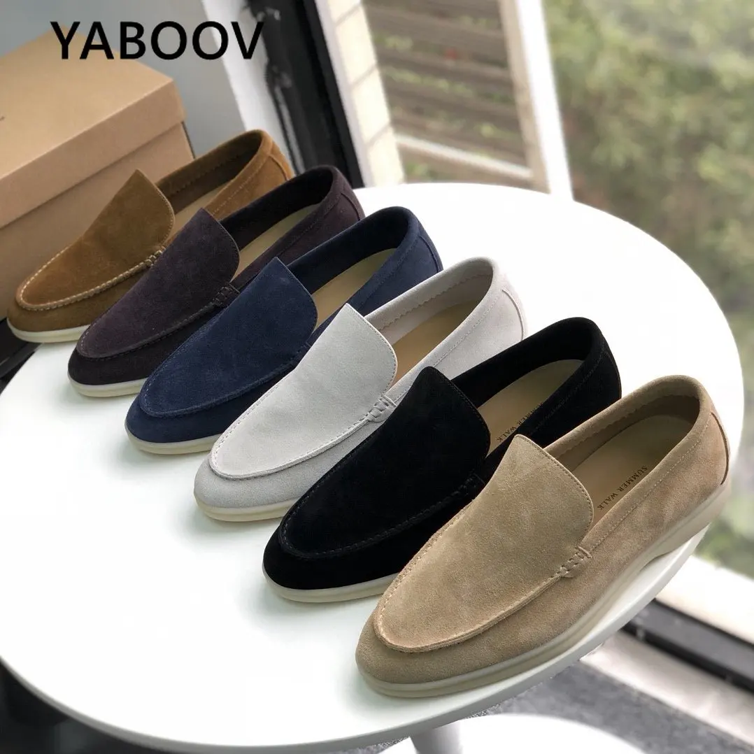 Loafers Suede Leather Men Flat Shoes | Men Dress Loafers Suede - Hot -