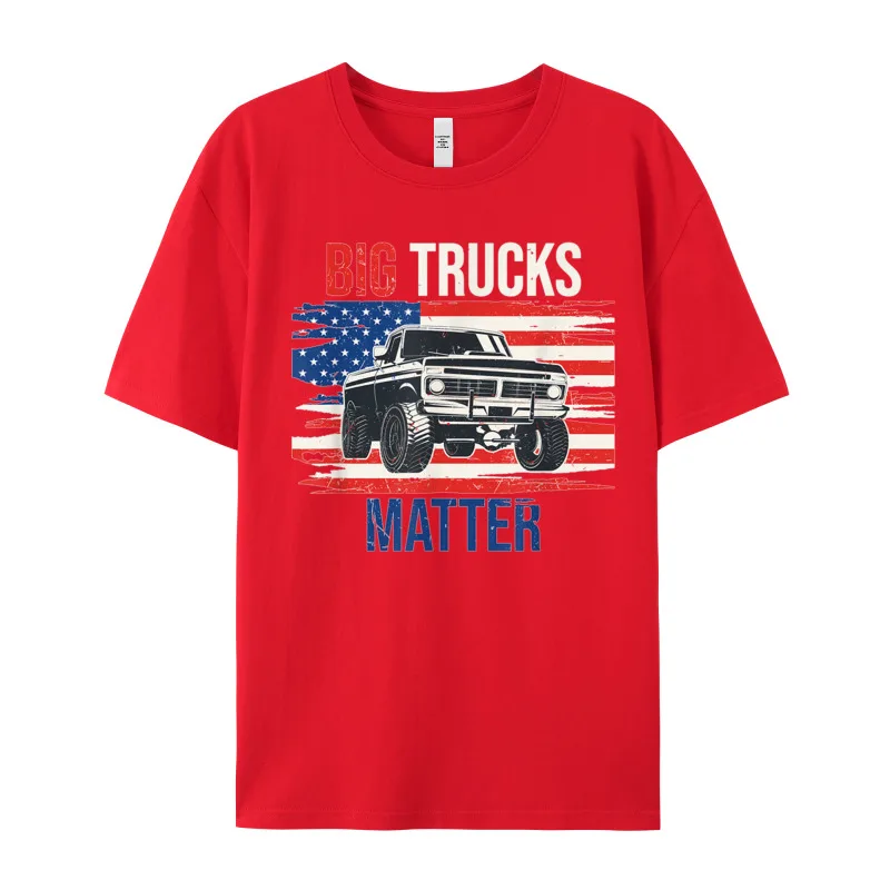 Gift IdeaHip hop Short Sleeve Tees VALENTINE DAY Latest O-Neck 100% Cotton T Shirts Youth T Shirts Funny Big Trucks Matter Love  Funny Big Trucks Matter Love Lifted Truck American Flag Gift T-Shirt__20255 red