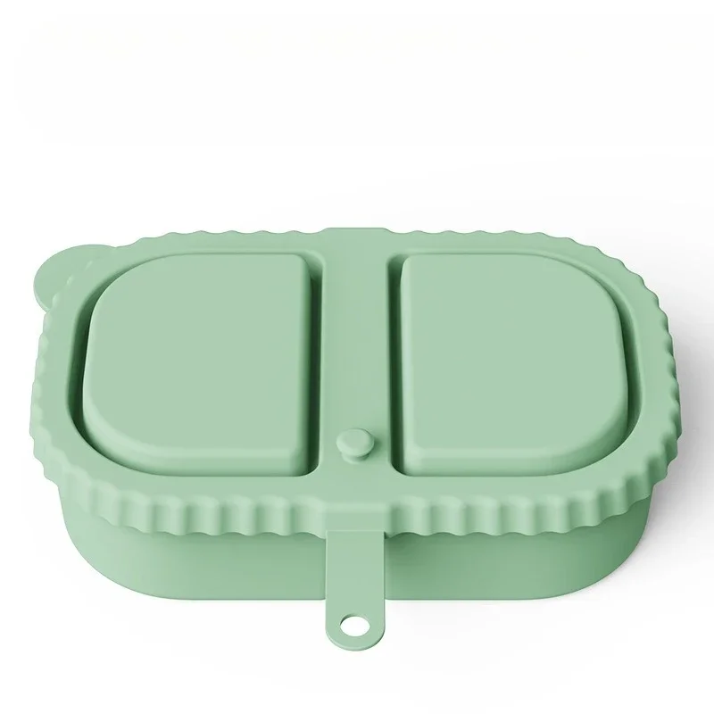 1-5PCS Portable Silicone Double Compartment Seasoning Box, Sauce Box, Lid, Silicone Snack Box, Household Outdoor Small Tool
