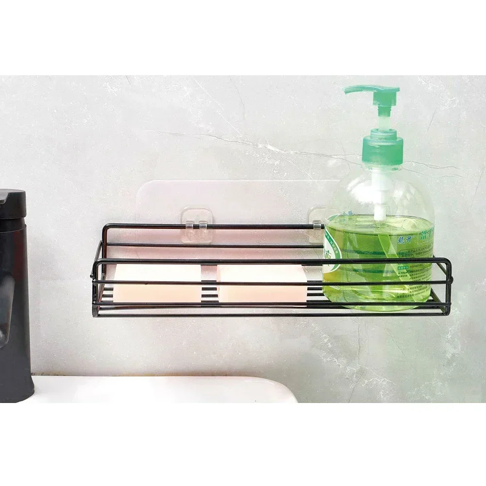 5pcs Transparent Bathroom Wall Hook Shelf Sticker Wall Rack Waterproof Kitchen Sticking Hanger Transparent Adhesive Hook self adhesive hook