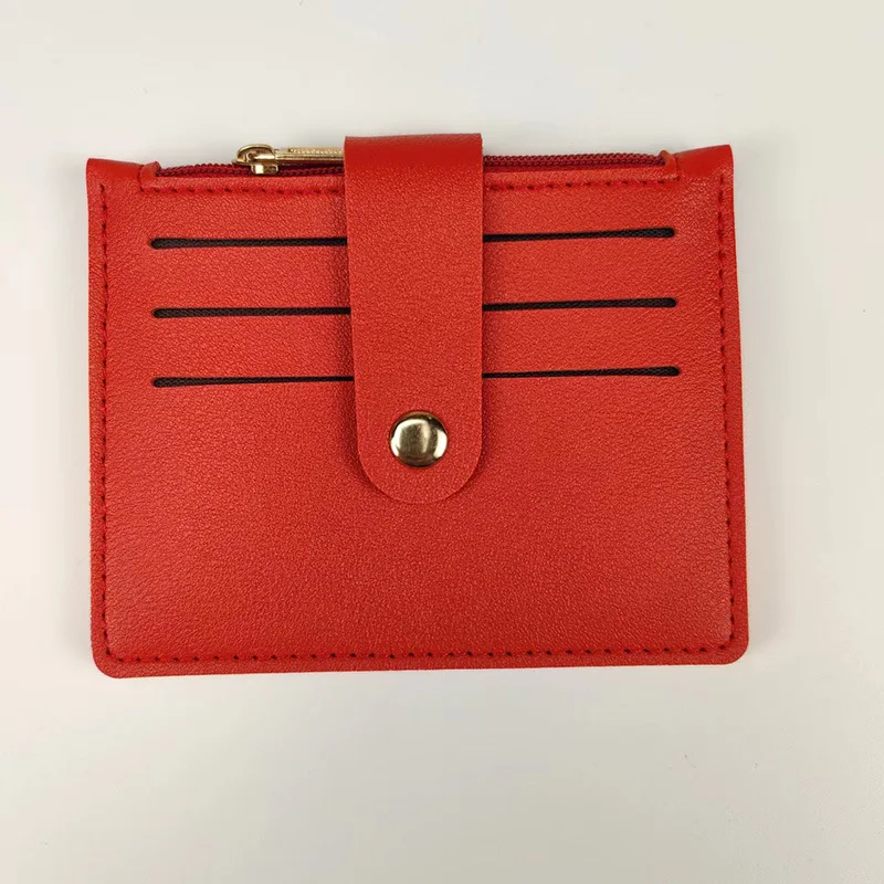Women Short PU Leather Card Holder Wallet Slim Hasp Card Case Business Credit ID Card Organizer Zipper Small Coin Purse Pouch