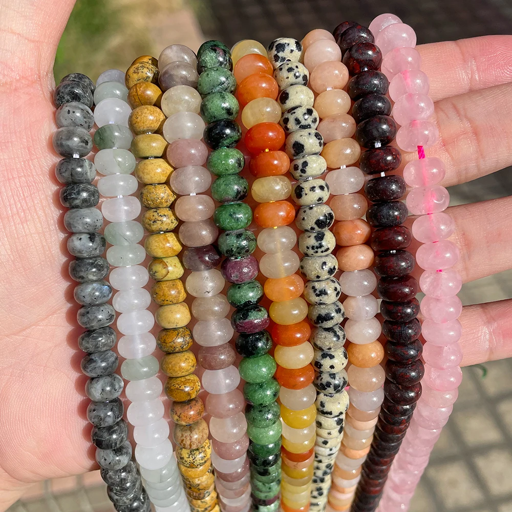 5*8mm Natural Stone Rondelle Beads Tiger Eye Pink Quartz Fluorite Labradorite Beads for Jewelry Making DIY Bracelet 4