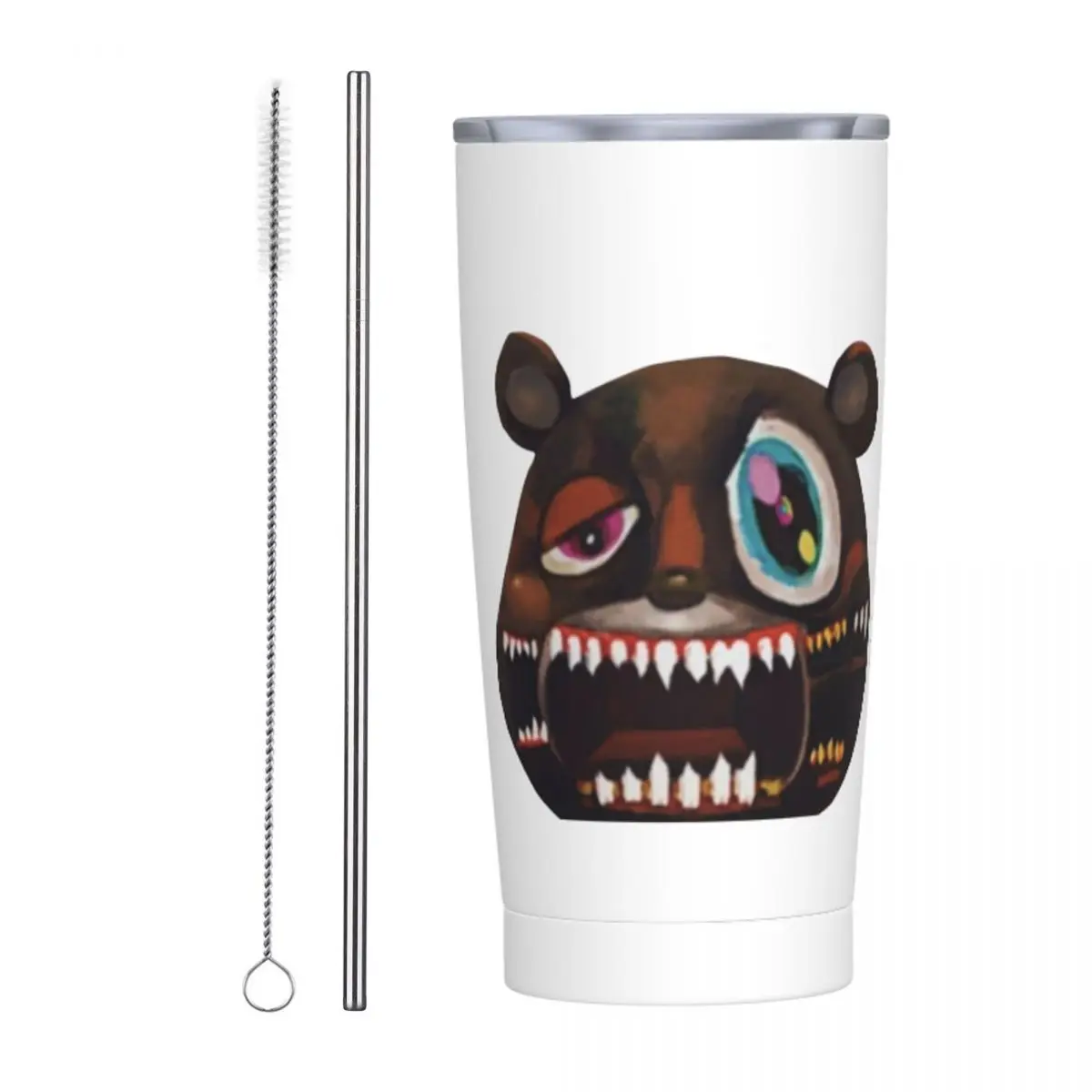 My Beautiful Dark Twisted Fantasy Bear Tumbler Tazza Termica Kanye West Con Coperchio Tazza Di Paglia Bottiglia D'Acqua, 20Oz