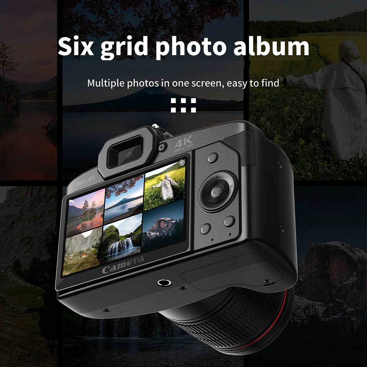 

Digital Photography Camera 4K WIFI Web Cam Vintage Vlog Video Recorder 64MP Camcorder Camera Zoom Blogging Camera A