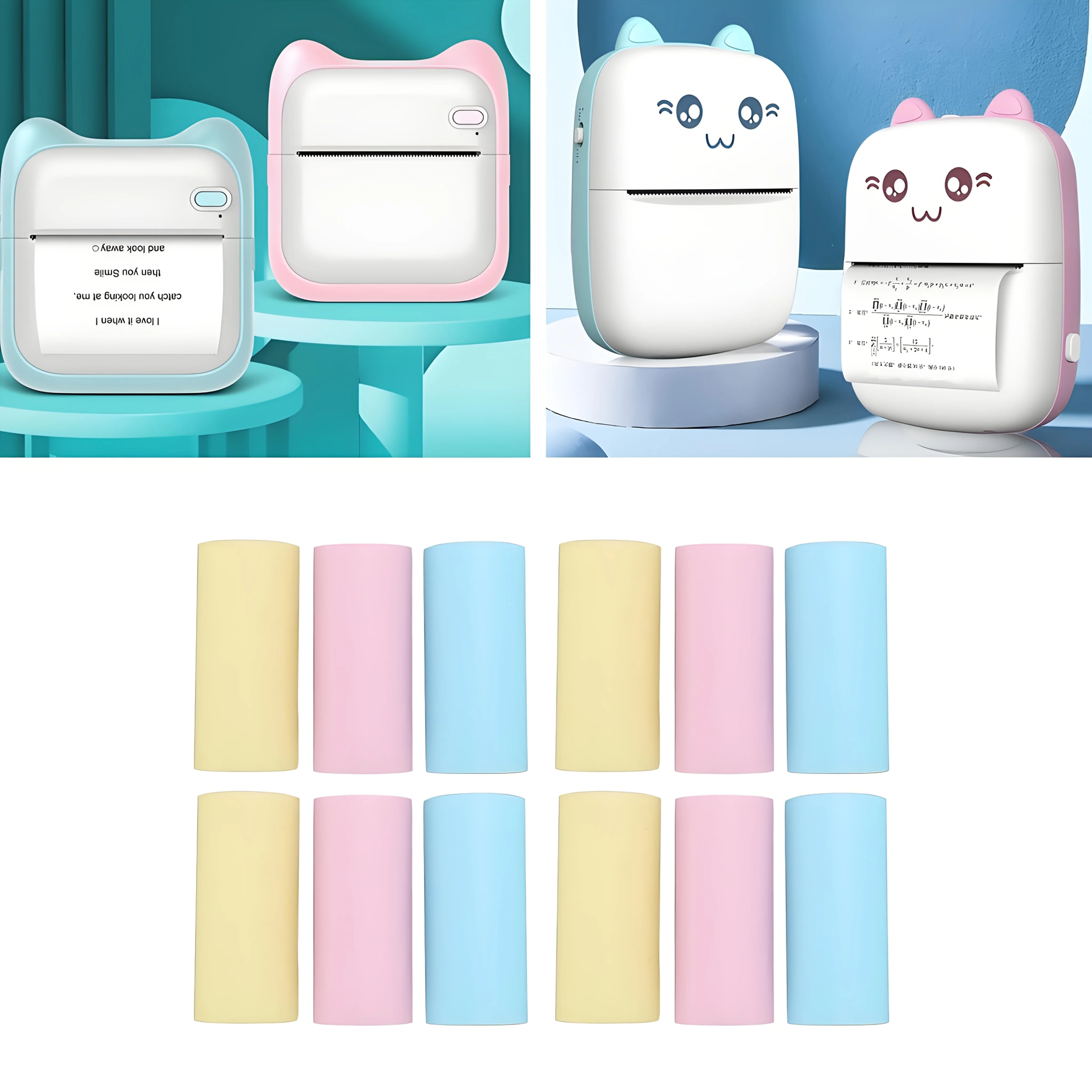 12롤 컬러 감열 리필 용지, 미니 프린터 및 즉석 카메라 인쇄 용지, 일상 인쇄용 휴대용 감열 영수증 용지