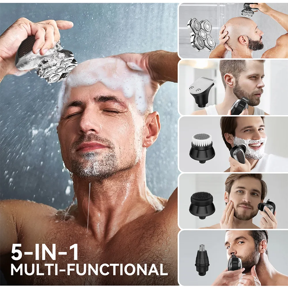 MAXGROOM 5D Head Shavers for Men 5 in 1 Electric Shaver Waterproof Head Shaver Beard Trimmer Rechargeable Head Shaving Machine 4