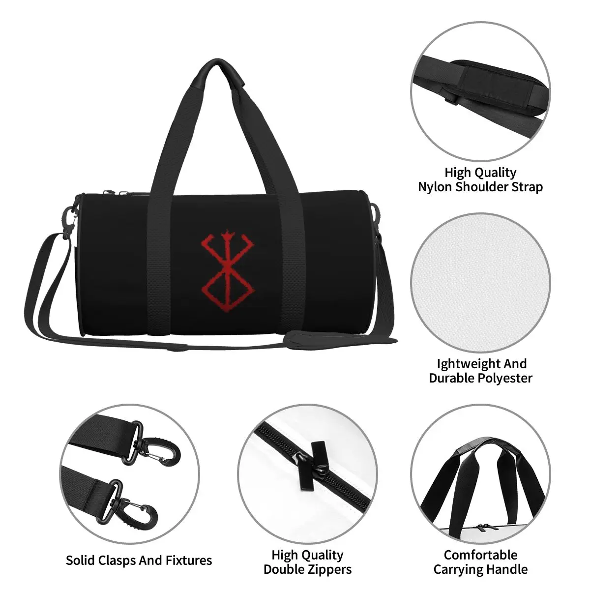 Round Large Capacity Travel Duffel Bag Anime B-Berserk Male Female Large-Capacity Hand Luggage Sports Fitness Bag