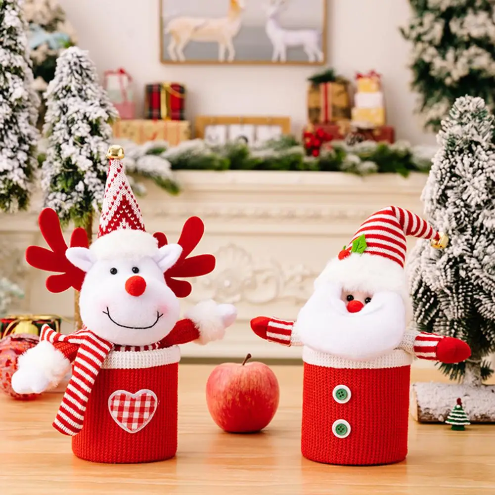 

Xmas Gift Packaging Box Christmas Party Favor Box Adorable Knitted Christmas Gift Boxes Santa Claus Snowman Elk Dolls for Treats