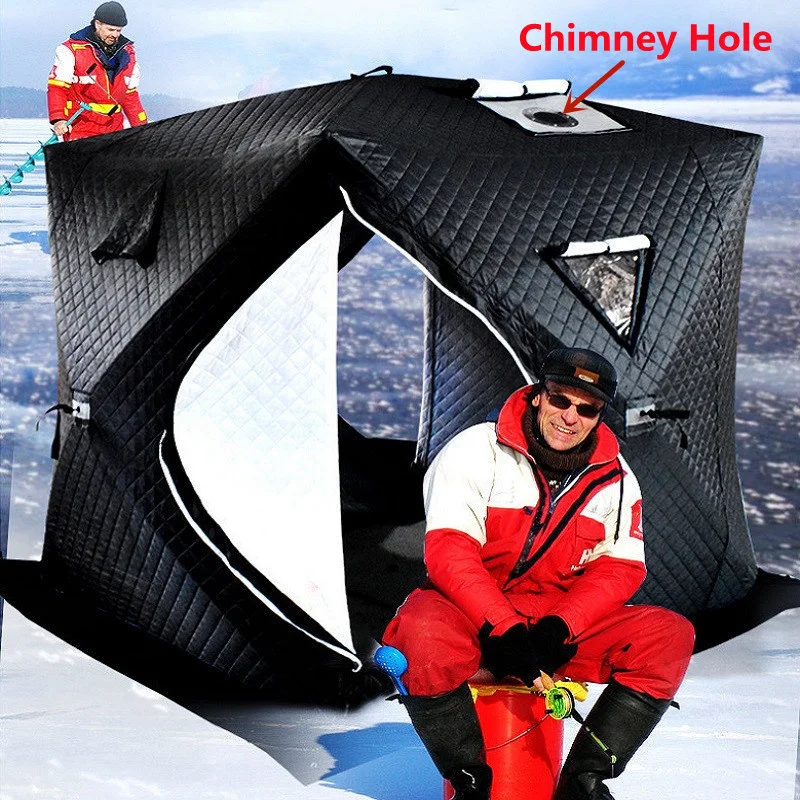 Winter Ice Fishing Tent With Chimney Hole Stove Jack 3-4 Person Outdoor Winter  Camping Tent Thickened Warm Cotton Tent Shelter - AliExpress