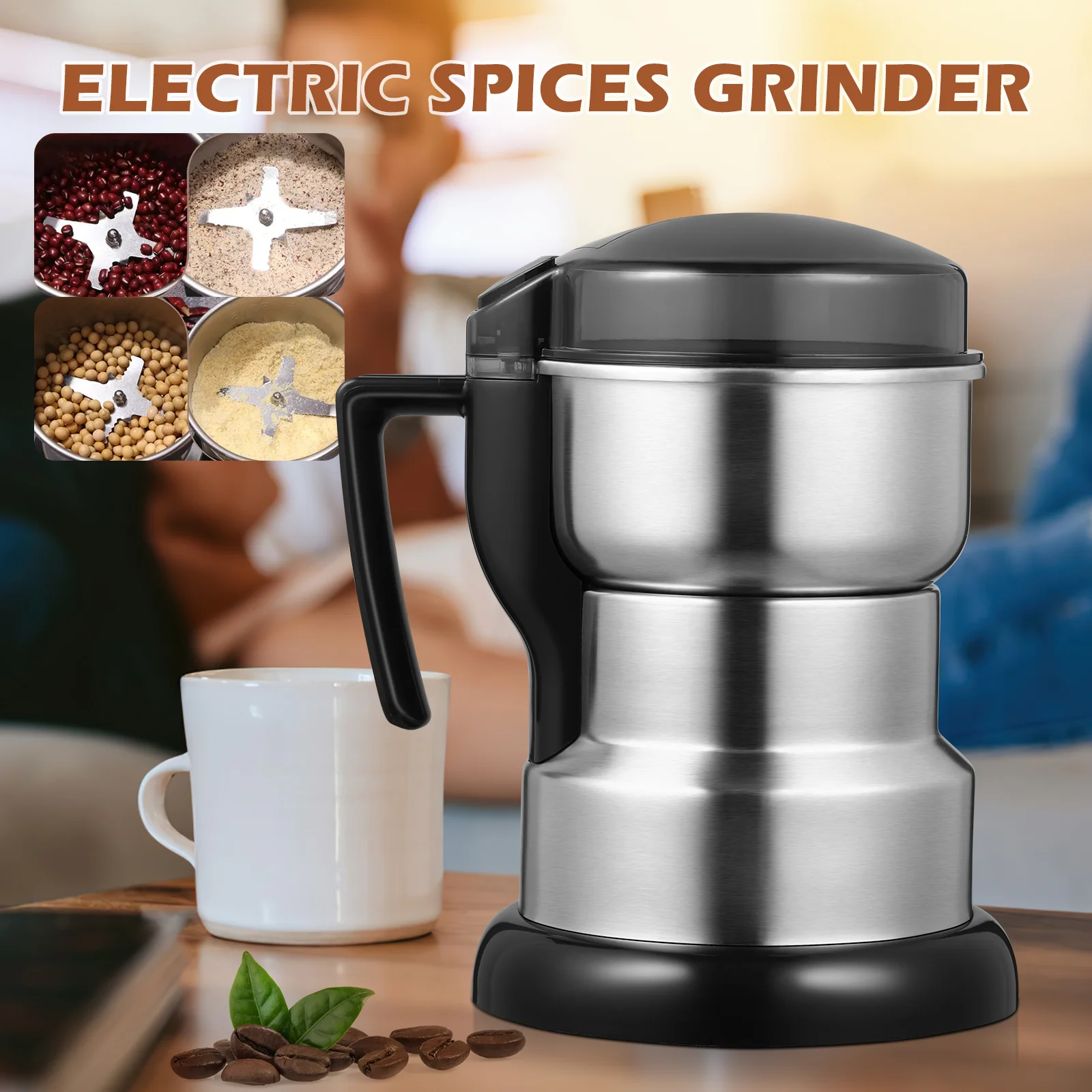 

Coffee Bean Grinder Push-Button Control Electric Grinder for Grinding Milling Bean UK Plug