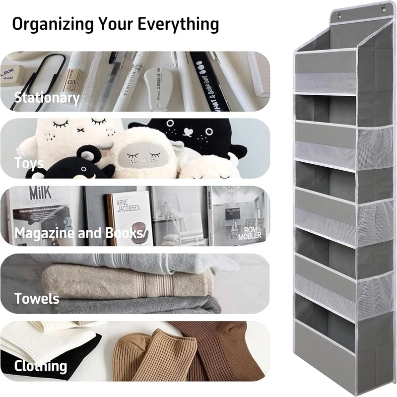 Fabric Over Door Hanging Organizer with Side Pockets Wall Mount Storage for Stuffed Animals - Efficient Door Storage Solution 5