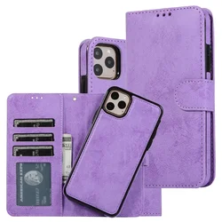 Leather Flip Wallet Card Case - Removable Phone Bag Cover for iPhone 12 Mini(5.4