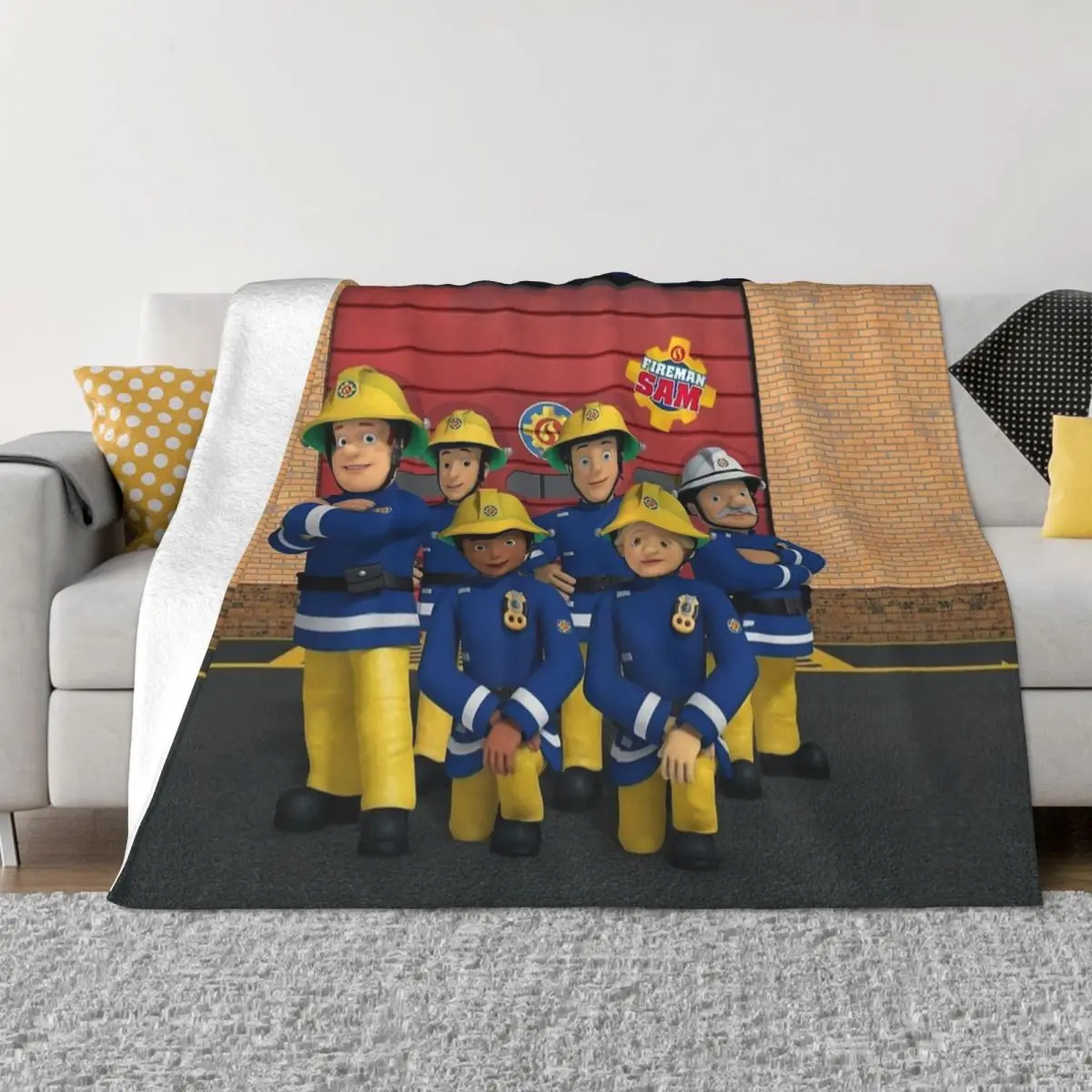 

Fireman Sam Company Blanket Fleece Print Cartoon Anime Multi-function Soft Throw Blanket for Bedding Travel Plush Thin Quilt