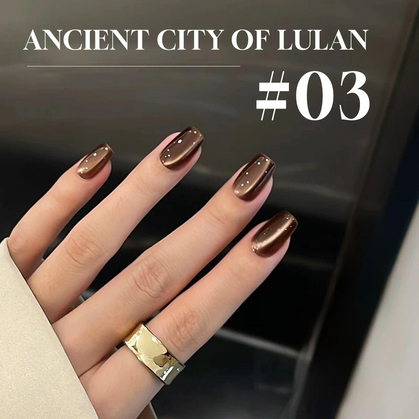 12ML 1-16PCS Schwarz Braun Glas Perle Magnet Cat Eye Gel Nagellack Orange Nägel Loulan antike Stadt Cat Eye Nagel Kleber – Detail 8