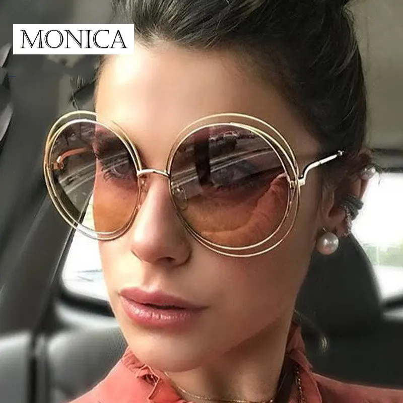 2022 New Round Oversized Sunglasses Women Brand Designer Big Circle Gradient Mirror Sun Glasses