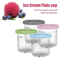 4Pcs/lot Ice Cream Pints Cup, Ice Cream Containers with Lids for Ninja Creami Pints NC301 NC300 NC299AMZ Series Ice Cream Maker 2