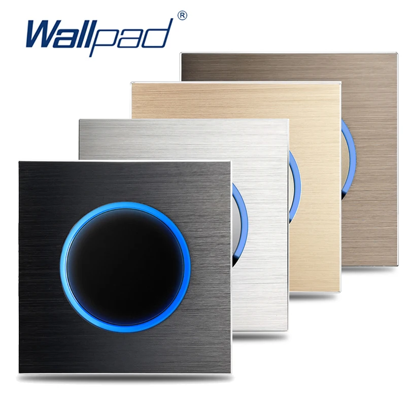 Wall Switch 16A Matte Aluminium Plate Light Switch Black Silver Gold Brown, Circle LED Indicator L6 Round Button 110-250V