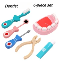 Children Pretend Play Doctor Dentist Simulation Injection Stethoscope Tool Set Wooden Early Education Birthday Gift for Kids 2