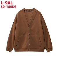 Big 6xl 7xl 8xl 140kg Men Cotton Cardigan Jacket Men's Casual Loose Oversized Coat Button Up Spring Autumn Plus-sized Cardigan 1