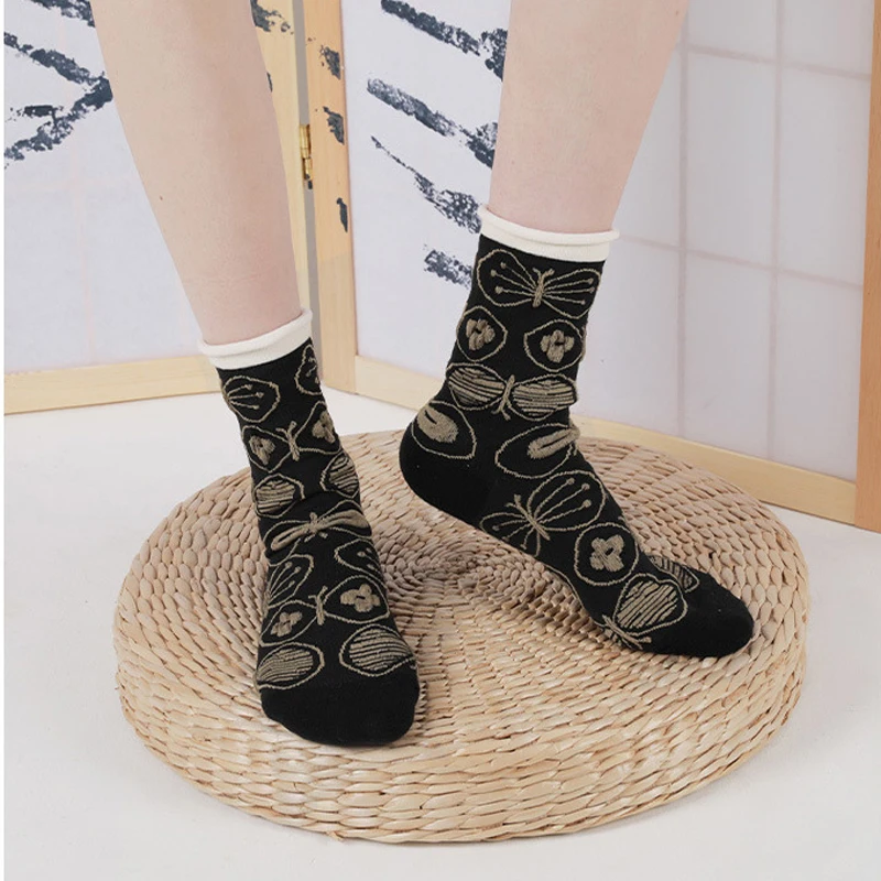 

Butterfly 3d Socks Women Female Ladies Short Tube Casual Cotton Novelty Funny Socks Print Gifts Japanese Style 2024 New Spring