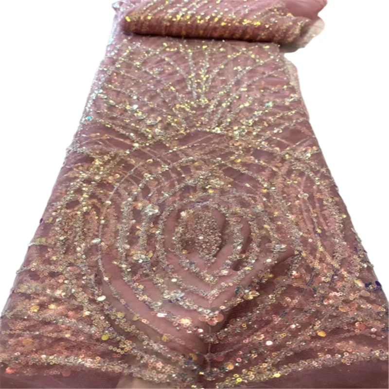 

5 yards High quality African sequins lace fabric 2023 for wedding Nigerian occasional sewing wear for Wholesale & retail J99-3