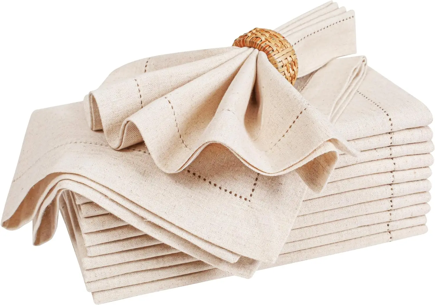 Linen napkins 12 Pieces Flax Linen Napkins Hemstitched Linen Napkins Dinner Cloth Washable