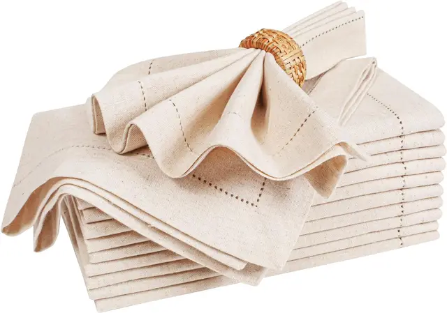 12 pièces serviettes en lin serviettes en lin cousues serviettes en lin tissu de dîner serviettes en lin tissu lavable serviette en tissu de lin 2