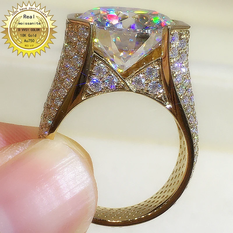 

Однотонное мужское кольцо 9K Au375 желтое золото DVVS Муассанит Бриллианты 10 карат роскошное круглое свадебное обручальное мужское кольцо для годовщины