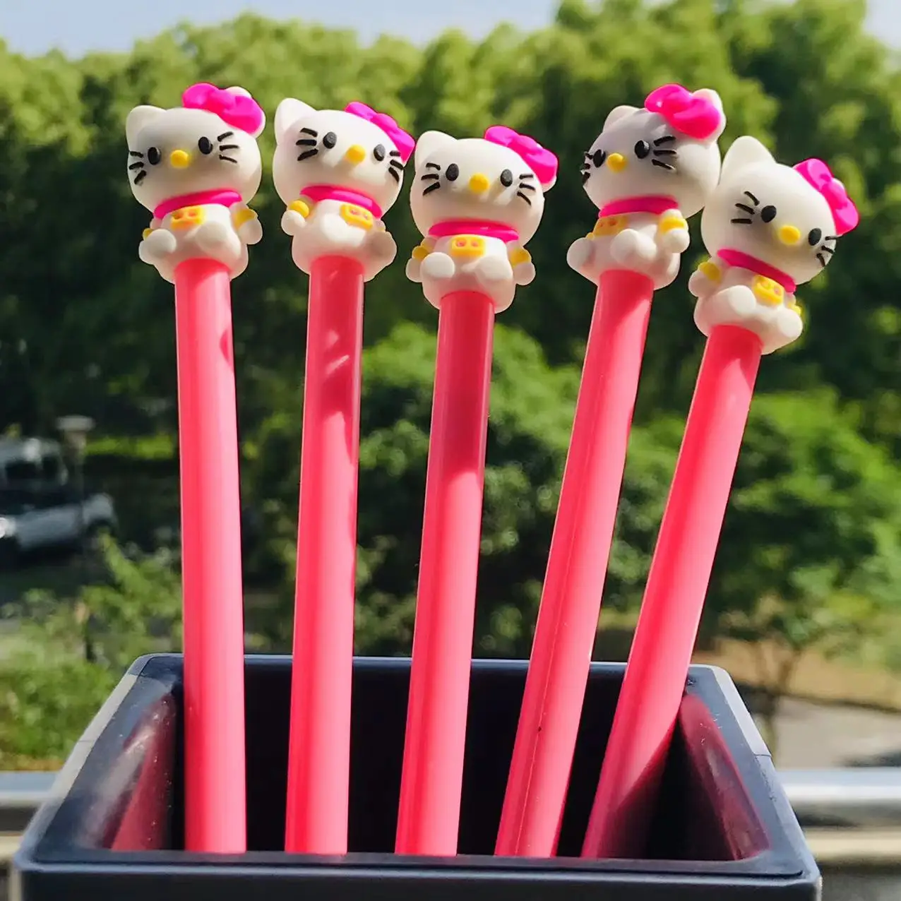 

5pcs Sanrio Hello Kitty Series Neutral Pen Black 0.5mm Refill Y2kKuromi Cinnamoroll Melody Cartoon Pen Stationery Supplies