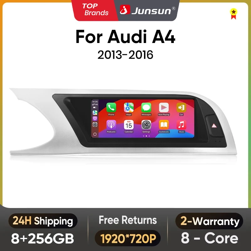 Junsun 8,8 pulgadas CarPlay para Apple Radio de coche Multimedia para Audi A4 A4L B8 2009-2016 4G Bluetooth inalámbrico Android Auto estéreo 1