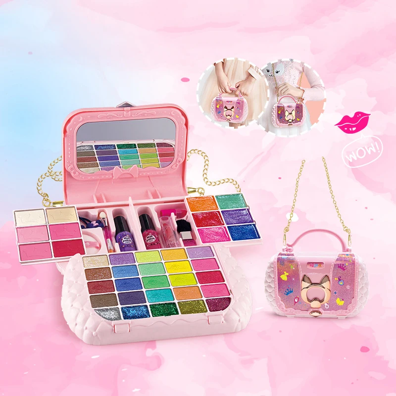 Children girl princess makeup box cosmetics eye shadow nail polish suit new toy
