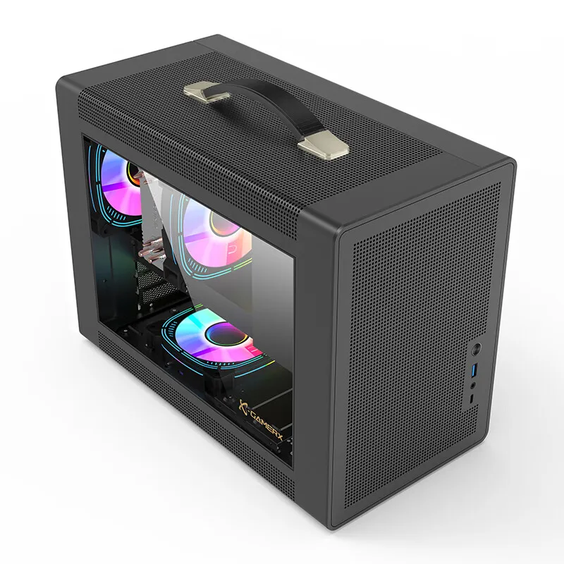 Power Train P60 M-ATX Portable Computer Case ITX Motherboard ATX/SFX Power Supply Support U3 Type-C Desktop MINI Small Chassis Pc Case Computer Chassis Frame Mini Itx Desktop Case Pc Chassis