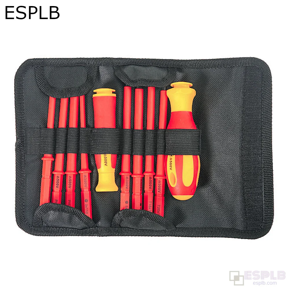 ESPLB 10 in 1 500V Insulated Screwdriver Set Interchangeable Blades Strong Magnetic Storage Pouch precision screwdriver set magnetic screwdriver set screwdriver set magnetic screwdriver bit set magnetic screwdriver