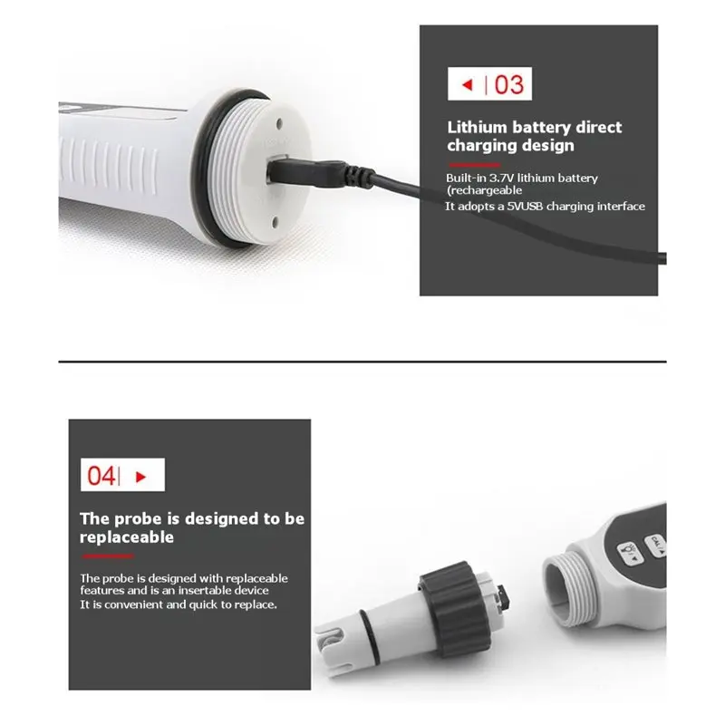 T43C-PH828 디지털 수질 테스터 미터는 음료수 수영장 수경 테스트용 방수 기능이 있습니다.