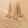 Beech Wood Chew Bead Pacifier Clips Dummy Chain Holder Newborn Soother Chains Nipple Holder For Babies Teething Toy Baby Chew 3