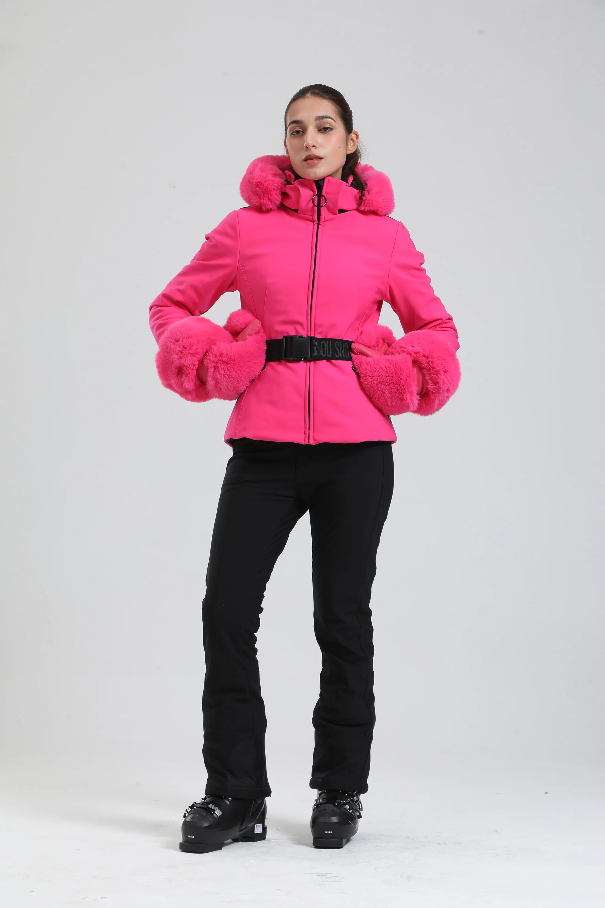 Gsou Snow Winter Warm Fashion Ski Jacket Women Waterproof Windproof Slim Ski Equipment Clothes Female Cotton Snowsuit