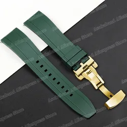Silicone Quick Release Watch Strap - Tropic Rubber Accessory - 22mm (Green - gold)