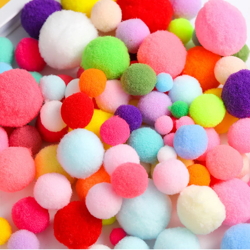 Pink 8mm Mini Glitter Pom Poms Small Fluffy Craft Embellishments